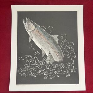Signed A/P Salmon Print “Native Dancer” by Bartholet 1987 Fly Fishing Art